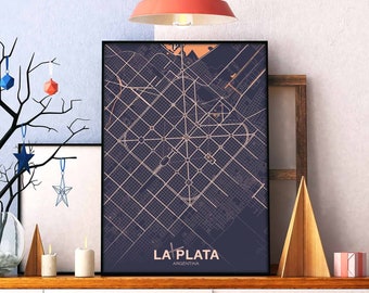 LA PLATA Argentina map poster color Hometown City Print Modern Home Decor Office Decoration Wall Art Dorm Bedroom Gift art