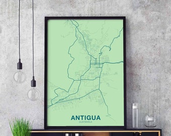ANTIGUA Guatemala poster color Hometown City Print Modern Home Decor Office Decoration Wall Art Dorm Bedroom Gift