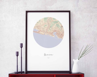 GENOA Italy map poster wall decor design modern minimal nordic travel bedroom home art vintage retro dorm nursery housewarming