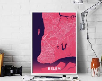 BELEM Brazil map poster color Hometown City Print Modern Home Decor Office Decoration Wall Art Dorm Bedroom Gift