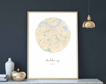 AALBORG Denmark map poster wall decor design modern minimal nordic travel bedroom home art vintage retro dorm nursery housewarming
