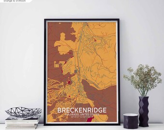 BRECKENRIDGE Colorado USA map poster black white Hometown City Print Modern Home Decor Office Decoration Wall Art Dorm Bedroom Gift