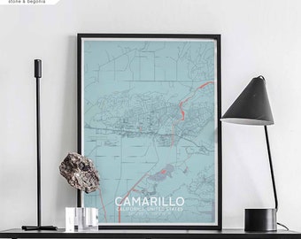 CAMARILLO California USA map poster black white Hometown City Print Modern Home Decor Office Decoration Wall Art Dorm Bedroom Gift
