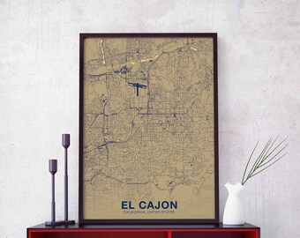 EL CAJON California CA usa poster color Hometown City Print Modern Home Decor Office Decoration Wall Art Dorm Bedroom Gift
