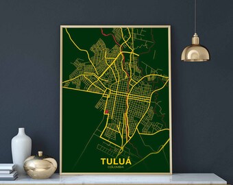 TULUA Colombia map poster color Hometown City Print Modern Home Decor Office Decoration Wall Art Dorm Bedroom Gift