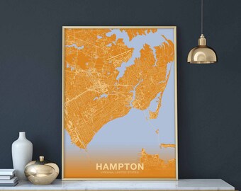 HAMPTON Virginia VA USA poster color Hometown City Print Modern Home Decor Office Decoration Wall Art Dorm Bedroom Gift