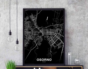 OSORNO Chile map poster black white Hometown City Print Modern Home Decor Office Decoration Wall Art Dorm Bedroom Gift