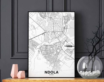 NDOLA Zambia map poster black white Hometown City Print Modern Home Decor Office Decoration Wall Art Dorm Bedroom Gift