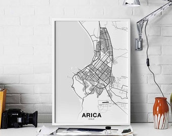 ARICA Chile map poster black white Hometown City Print Modern Home Decor Office Decoration Wall Art Dorm Bedroom Gift