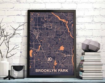 BROOKLYN PARK  Minnesota MN us map poster color Hometown City Print Modern Home Decor Office Decoration Wall Art Dorm Bedroom Gift