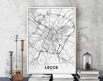 LECCE Italy map poster Hometown City Print Modern Home Decor Office Decoration Wall Art Dorm Bedroom Gift