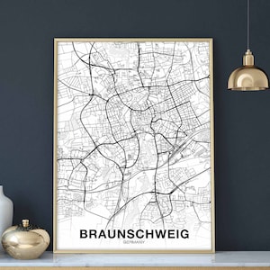 BRAUNSCHWEIG Allemagne carte affiche ville natale ville impression moderne décor à la maison bureau décoration mur art dortoir chambre cadeau