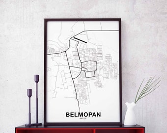 BELMOPAN Belize map poster Hometown City Print Modern Home Decor Office Decoration Wall Art Dorm Bedroom Gift