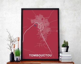 TOMBOUCTOU Mali map poster color Hometown City Print Modern Home Decor Office Decoration Wall Art Dorm Bedroom Gift