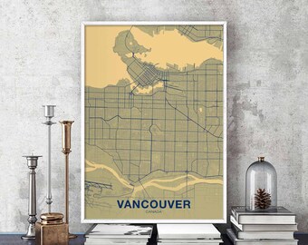 VANCOUVER Canada map poster color Hometown City Print Modern Home Decor Office Decoration Wall Art Dorm Bedroom Gift