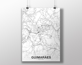 GUIMARAES Portugal map poster black white Hometown City Print Modern Home Decor Office Decoration Wall Art Dorm Bedroom Gift
