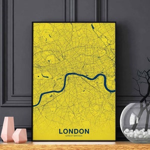 Mapa do Reino Unido da Grã-Bretanha de LONDRES pôster colorido Cidade natal Impressão Decoração moderna para casa Decoração para escritório Arte de parede Dormitório Quarto Presente