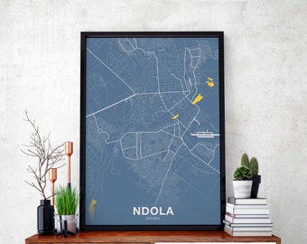 NDOLA Zambia poster color Hometown City Print Modern Home Decor Office Decoration Wall Art Dorm Bedroom Gift