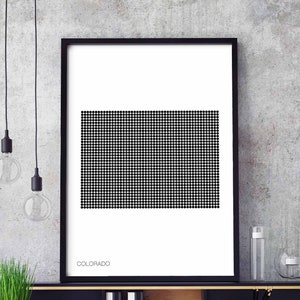 COLORADO US State Landkarte mit minimalen Punkten schwarz weißes Wanddekor Design moderne skandinavische skandinavische Einweihungsparty