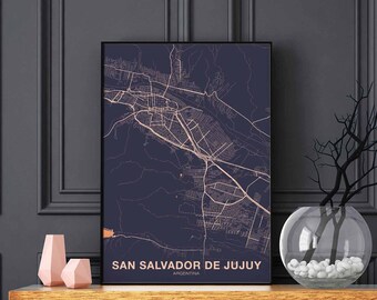 SAN SALVADOR Argentina map poster color Hometown City Print Modern Home Decor Office Decoration Wall Art Dorm Bedroom Gift art
