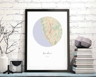 SOCHI Russia map poster wall decor design modern minimal nordic travel bedroom home art vintage retro dorm nursery housewarming
