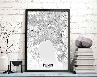 TUNIS Tunisia map poster Hometown City Print Modern Home Decor Office Decoration Wall Art Dorm Bedroom Gift