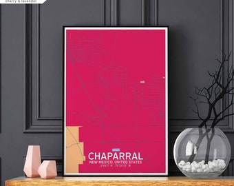 CHAPARRAL New Mexico USA map poster black white Hometown City Print Modern Home Decor Office Decoration Wall Art Dorm Bedroom Gift