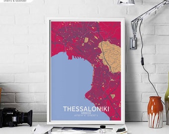 THESSALONIKI Greece map poster black white Hometown City Print Modern Home Decor Office Decoration Wall Art Dorm Bedroom Gift