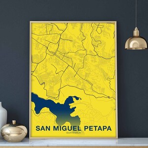 SAN MIGUEL PETAPA Guatemala pôster colorido Cidade natal Impressão Decoração moderna para casa Decoração para escritório Arte de parede Dormitório Quarto Presente