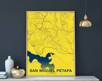 SAN MIGUEL PETAPA Guatemala poster color Hometown City Print Modern Home Decor Office Decoration Wall Art Dorm Bedroom Gift