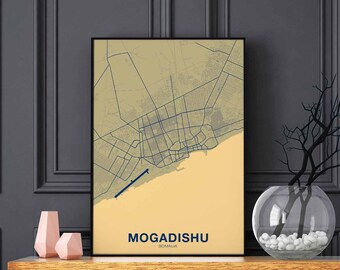 MOGADISHU Somalia map poster color Hometown City Print Modern Home Decor Office Decoration Wall Art Dorm Bedroom Gift