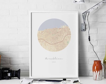 HERAKLION Greece map poster wall decor design modern minimal nordic travel bedroom home art vintage retro dorm nursery housewarming