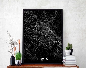 PRATO Italy map poster black white Hometown City Print Modern Home Decor Office Decoration Wall Art Dorm Bedroom Gift