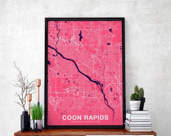 COON RAPIDS Minnesota MN usa poster color Hometown City Print Modern Home Decor Office Decoration Wall Art Dorm Bedroom Gift