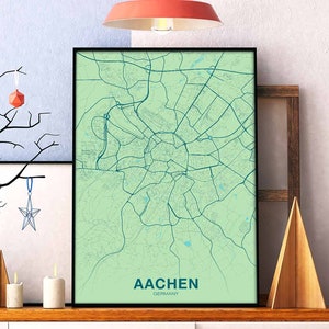 Póster de AACHEN Alemania en color, ciudad natal, impresión moderna, decoración del hogar, decoración de la oficina, arte de pared, dormitorio, regalo