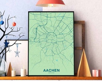 AACHEN Germany poster color Hometown City Print Modern Home Decor Office Decoration Wall Art Dorm Bedroom Gift