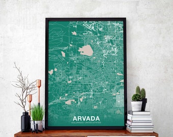 ARVADA Colorado CO USA poster color Hometown City Print Modern Home Decor Office Decoration Wall Art Dorm Bedroom Gift