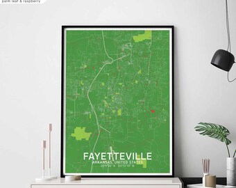 FAYETTEVILLE Arkansas USA map poster black white Hometown City Print Modern Home Decor Office Decoration Wall Art Dorm Bedroom Gift
