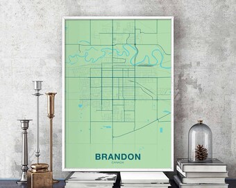 BRANDON Canada map poster color Hometown City Print Modern Home Decor Office Decoration Wall Art Dorm Bedroom Gift