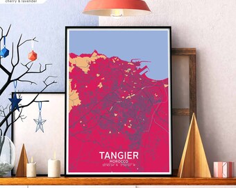 TANGIER Morocco map poster black white Hometown City Print Modern Home Decor Office Decoration Wall Art Dorm Bedroom Gift