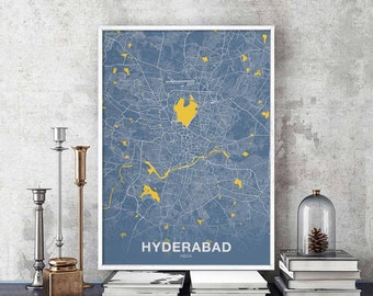 HYDERABAD India  poster color Hometown City Print Modern Home Decor Office Decoration Wall Art Dorm Bedroom Gift