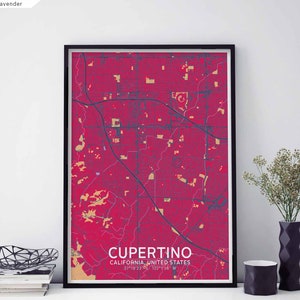 CUPERTINO California USA map poster black white Hometown City Print Modern Home Decor Office Decoration Wall Art Dorm Bedroom Gift