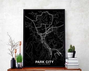 PARK CITY Utah UT usa map poster black white Hometown City Print Modern Home Decor Office Decoration Wall Art Dorm Bedroom Gift