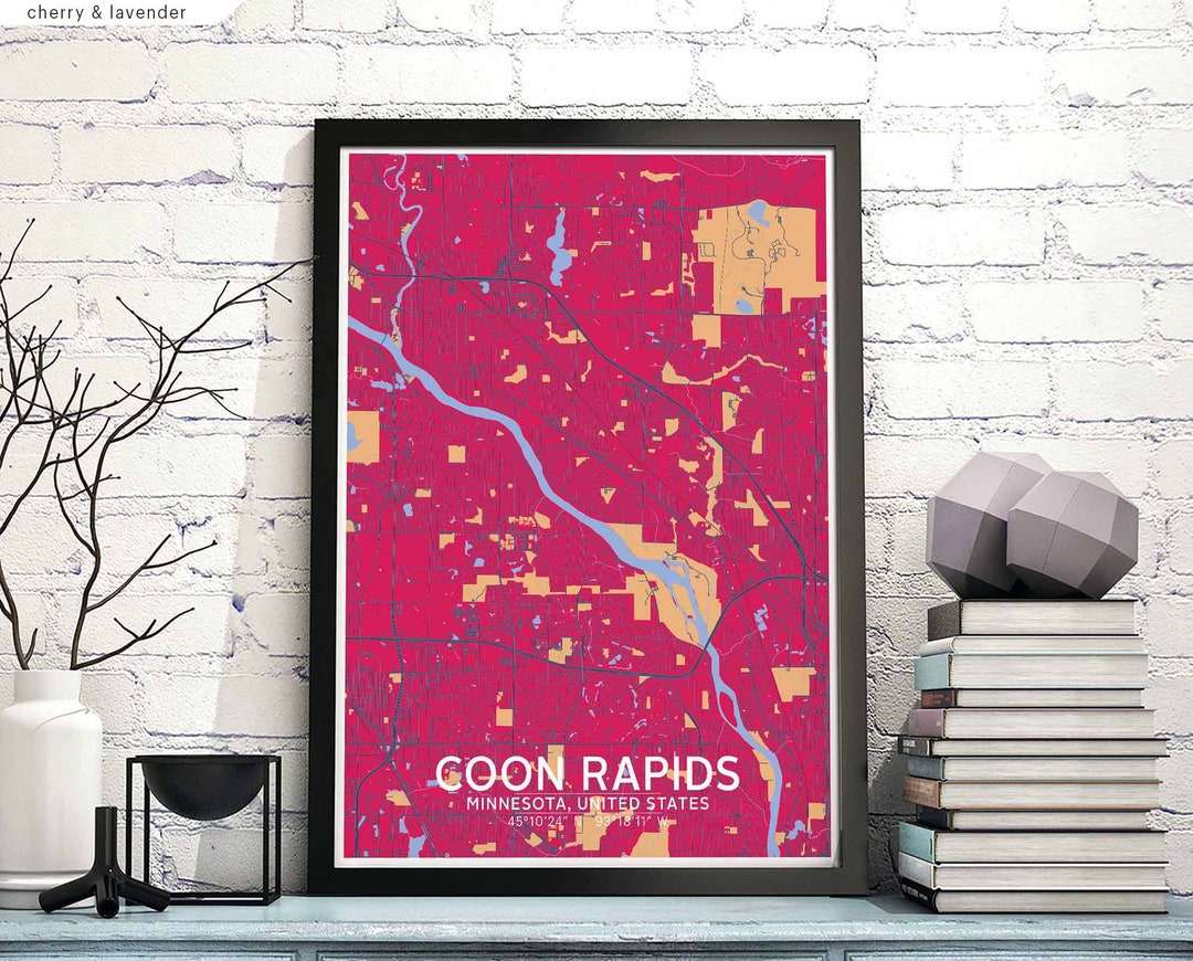 COON RAPIDS Minnesota USA Map Poster Black White Hometown City Print Il Kqsf 