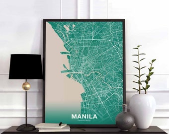 MANILA Philippines map poster color Hometown City Print Modern Home Decor Office Decoration Wall Art Dorm Bedroom Gift