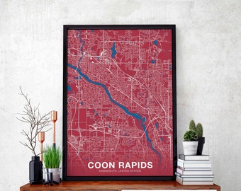 COON RAPIDS Minnesota MN usa poster color Hometown City Print Modern Home Decor Office Decoration Wall Art Dorm Bedroom Gift
