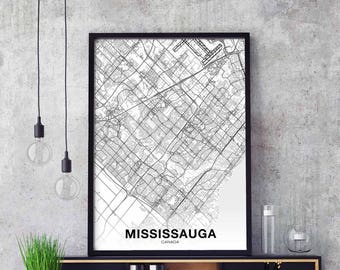 MISSISSAUGA Canada map poster Hometown City Print Modern Home Decor Office Decoration Wall Art Dorm Bedroom Gift
