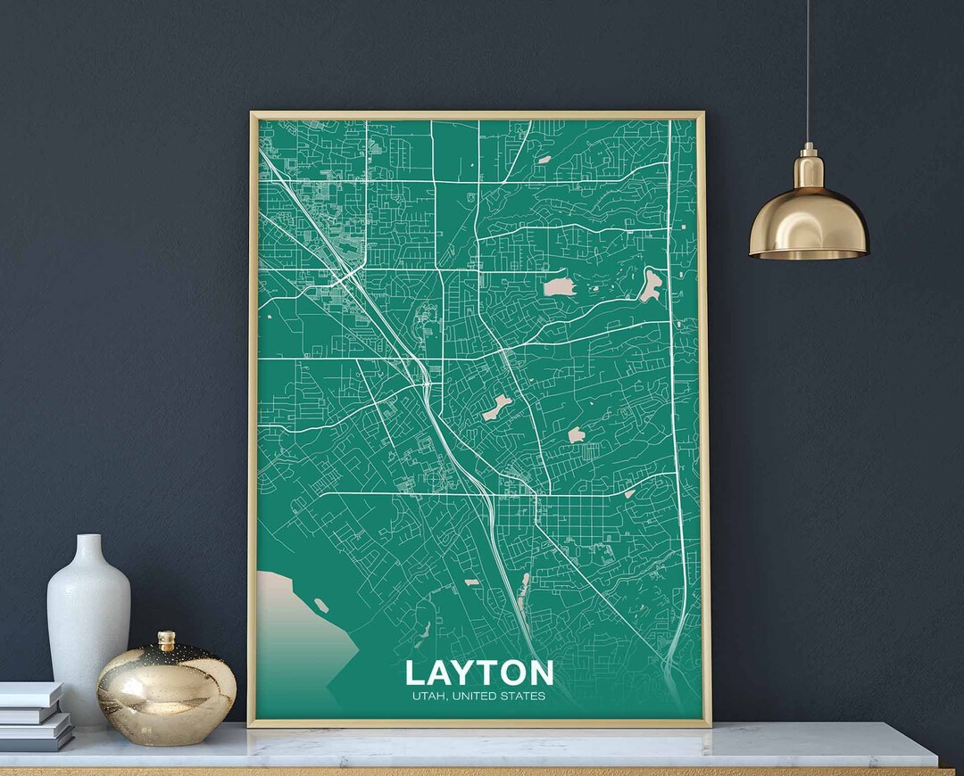 LAYTON Utah UT USA Map Poster Color Hometown City Print Modern Etsy