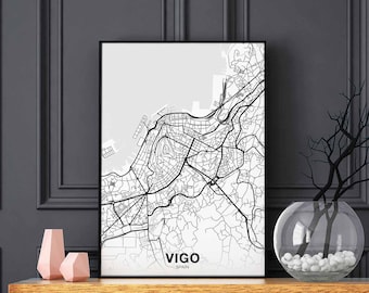 VIGO Spain map poster black white Hometown City Print Modern Home Decor Office Decoration Wall Art Dorm Bedroom Gift