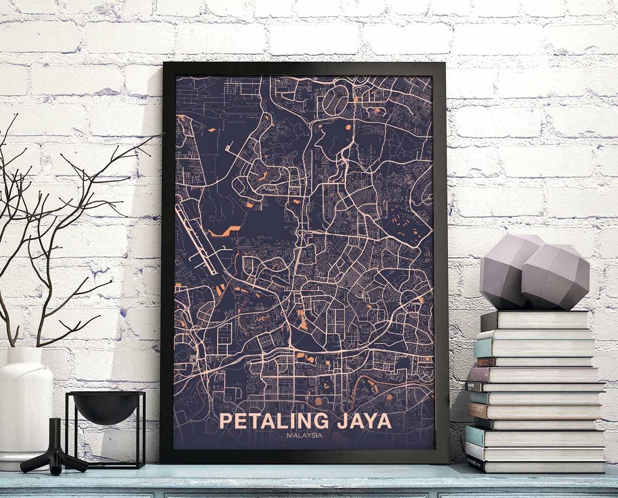 Petaling Jaya Malaysia Map Poster Color Hometown City Print Etsy